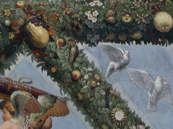 Kleiner Ausschnitt aus dem Deckenfresken der Loggia Amor und Psyche in der Villa Farnesina in Rom