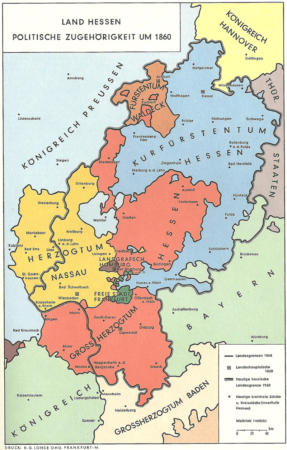 Karte von Hessen um 1860